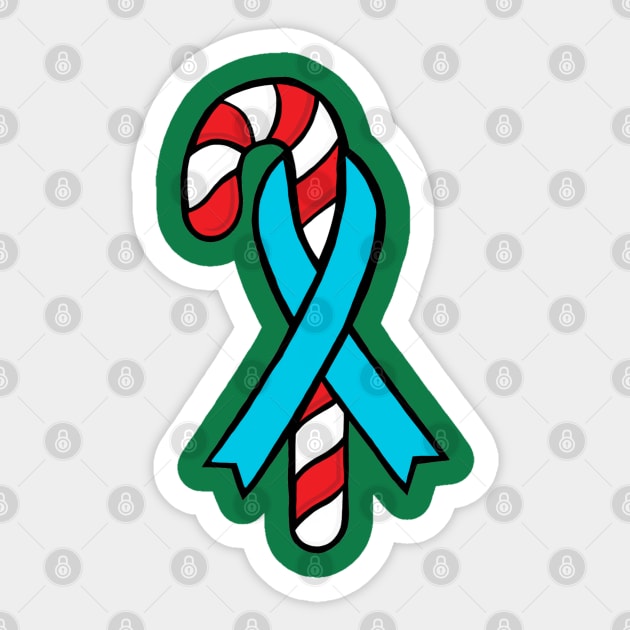 Candy cane awareness ribbon (light blue) Sticker by CaitlynConnor